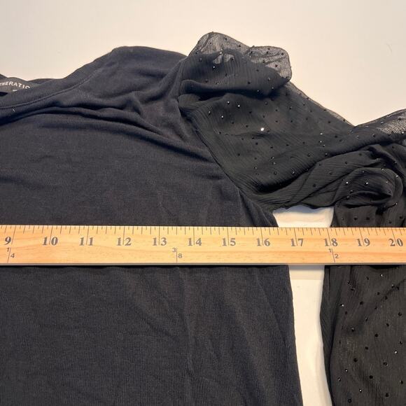 Generation Love Black Quinn Rhinestone Puff Sleeve Top small - Picture 10 of 11